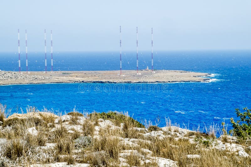 Radio Antennas at Cape Greco . Cyprus. Editorial Stock Photo Image of