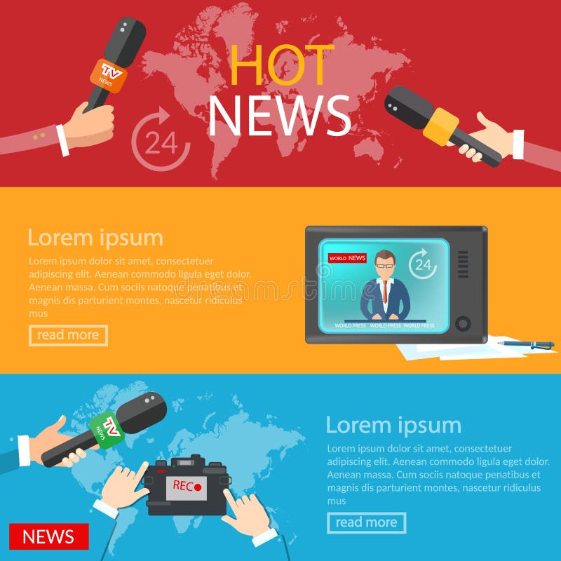 Radio de banners de globale online van het telecommunicatie wereldnieuws van TV stock illustratie Radio de banners de globale online van het telecommunicatie wereldnieuws van TV stock illustratie
