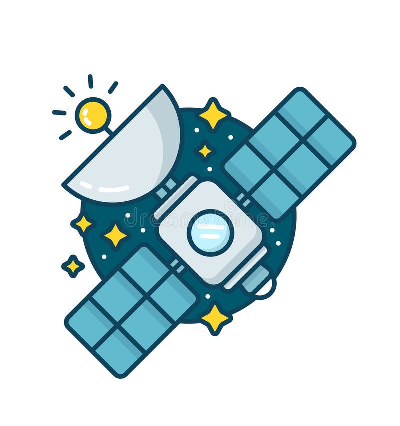 Radio de plat de communication par satellites de l'espace illustration stock Radio de plat de communication par satellites de l'espace illustration stock