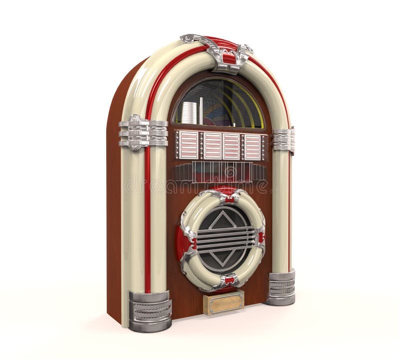 Juke Box Radio Isolated on white background. 3D render. Juke Box Radio Isolated on white background. 3D render