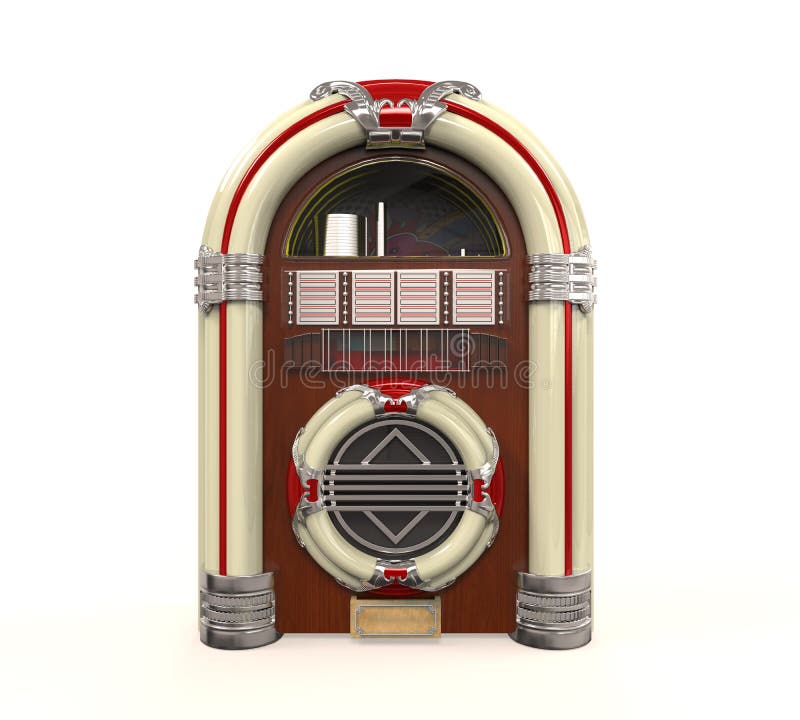 Juke Box Radio Isolated on white background. 3D render. Juke Box Radio Isolated on white background. 3D render