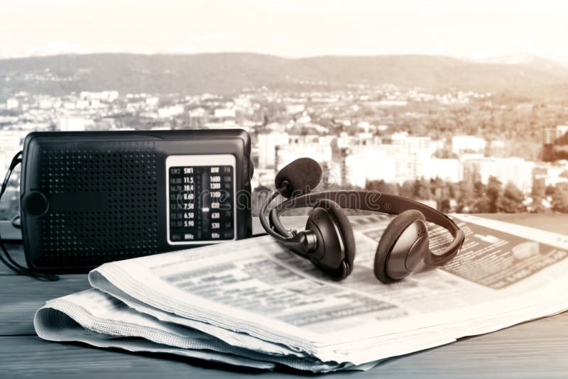Retro Radio and Old Newspapers, Media Concept. Stock Image - Image of  background, message: 186394523