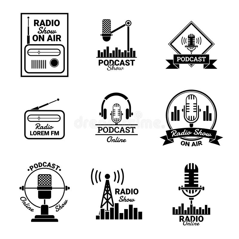 Radio Station Label Badge Sign Set Concept. Vector Stock Vector ...