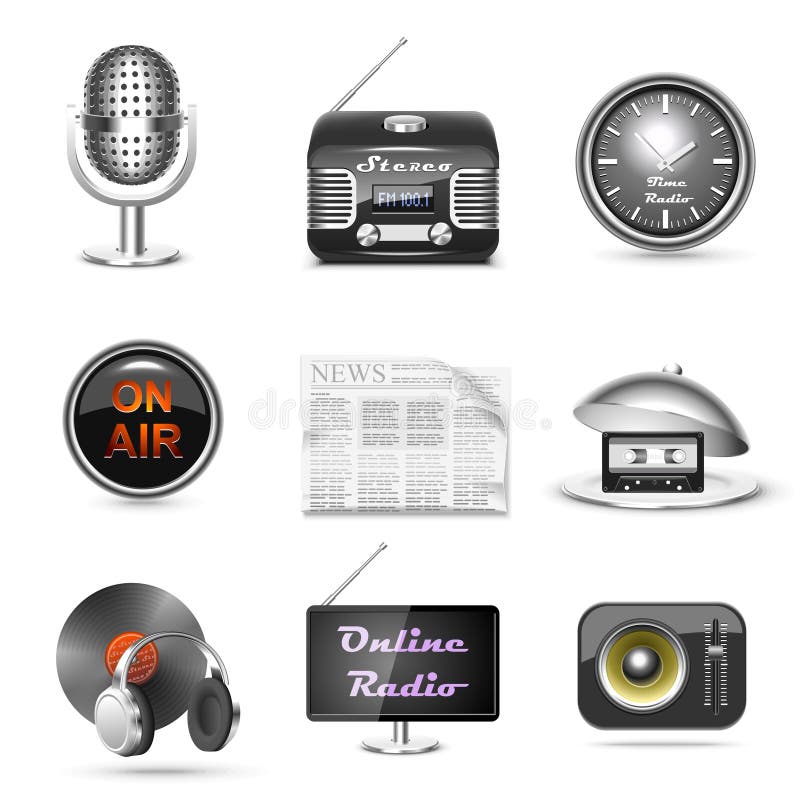 Radio station vector icon set