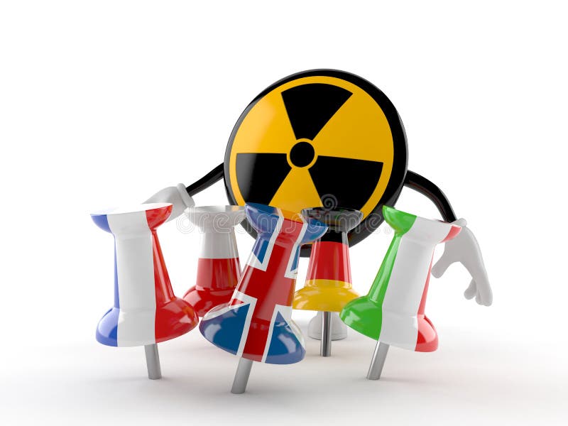 Radioactive Character With Thumbtacks In Flags Stock Illustration