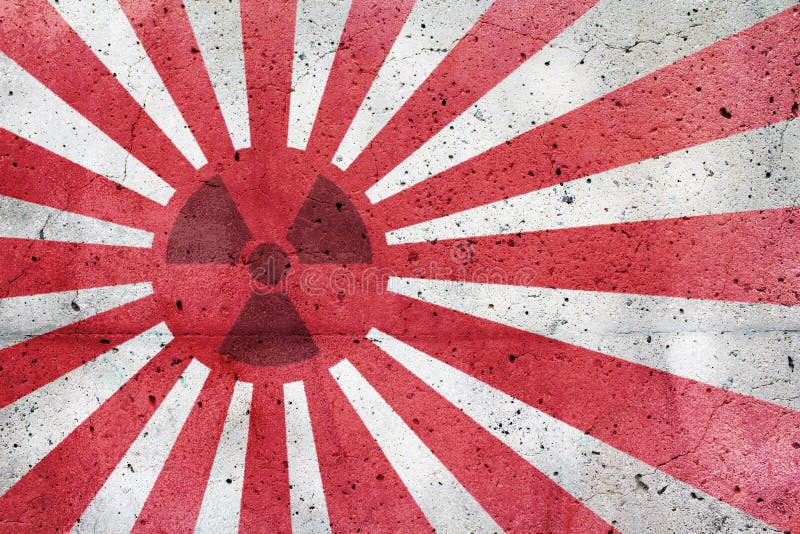 Radioactive old japan flag stock illustration. Illustration of march