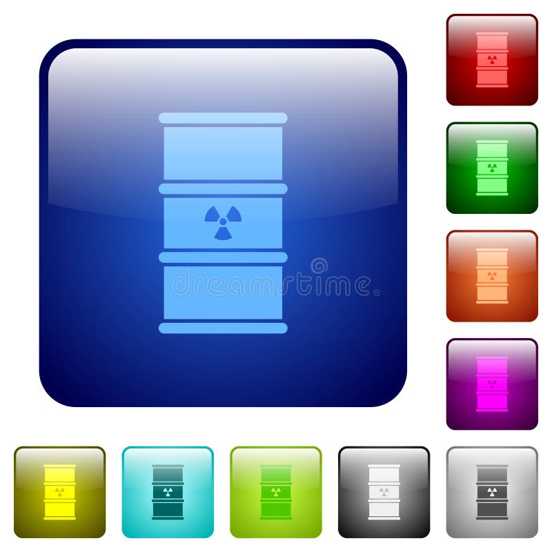 Radioactive Waste Color Darker Flat Icons Stock Vector Illustration