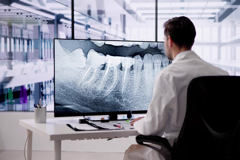 Radiologist Dentist Using X Ray Software Stock Photo Image of