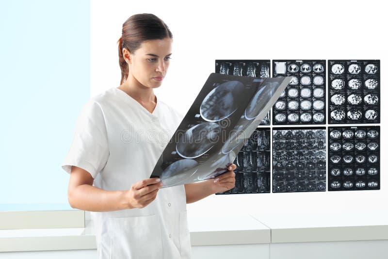 Radiologist woman checking xray, healthcare, medical