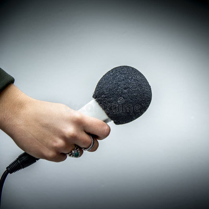 Computerspelletjes spelen contant geld Ga op pad Radiomicrofoon Van Vrouwelijke Journalist Voor Interview Stock Foto - Image  of signalering, gesprekken: 212723338