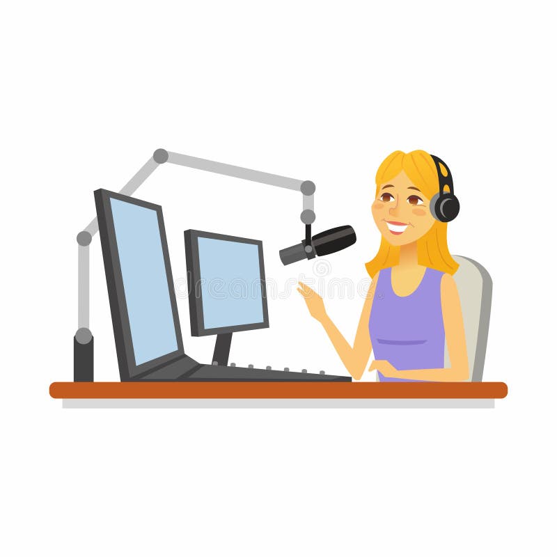 Radiowy podawca - kreskówka charakteru ludzie odizolowywali ilustrację royalty ilustracja Radiowy podawca - kreskówka charakteru ludzie odizolowywali ilustrację royalty ilustracja