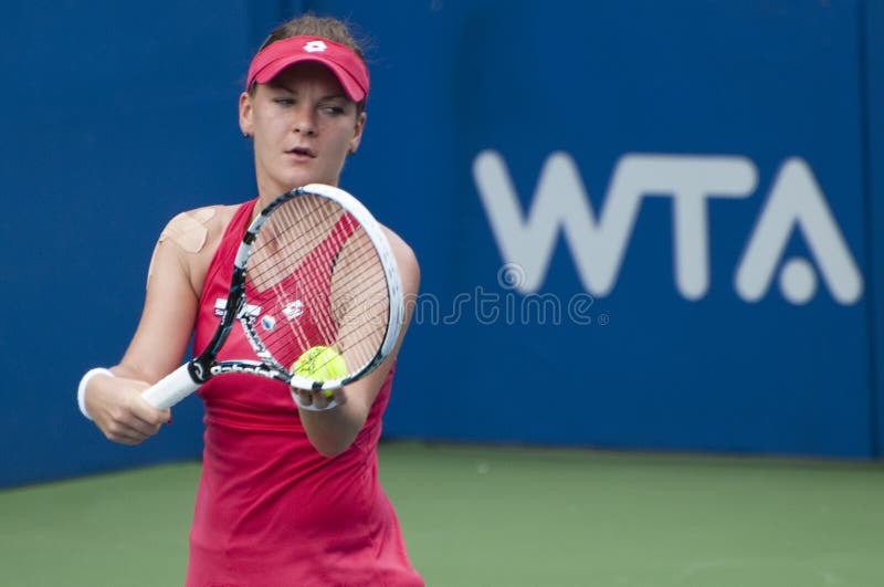 KUALA LUMPUR - MARCH 1: Aknieszka Radwanska(POL) ready to serve during match at BMW Malaysian Open 2012 in Kuala Lumpur Malaysia on March 1, 2012. KUALA LUMPUR - MARCH 1: Aknieszka Radwanska(POL) ready to serve during match at BMW Malaysian Open 2012 in Kuala Lumpur Malaysia on March 1, 2012.