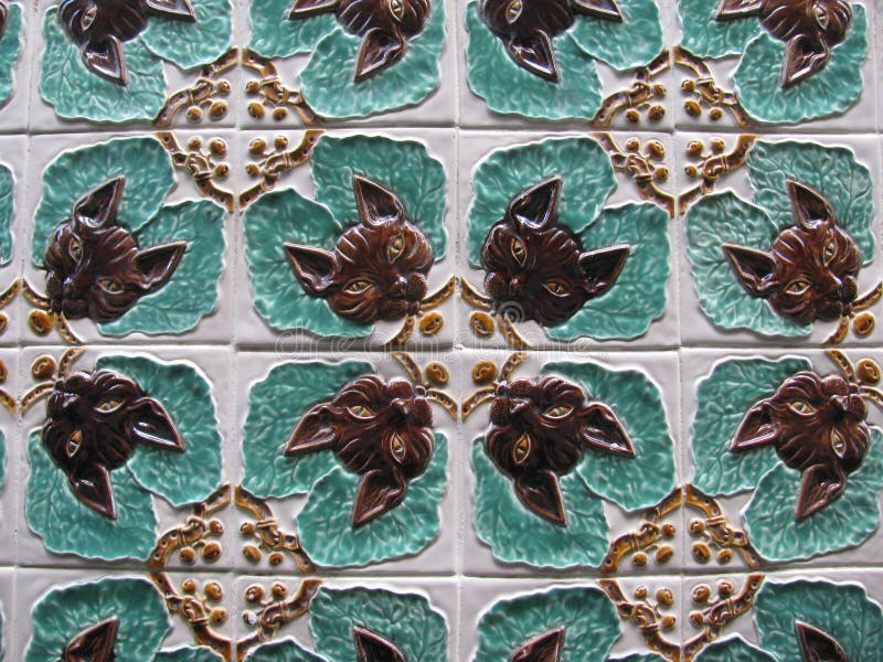 Art Nouveau cat ceramic tile wall royalty free stock images Art Nouveau cat ceramic tile wall royalty free stock images