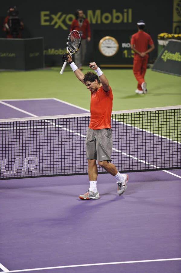 Rafael Nadal au tennis de triphosphate d'adénosine images libres de droits Rafael Nadal au tennis de triphosphate d'adénosine images libres de droits
