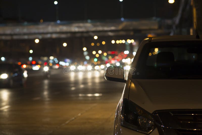 Traffic with Light, Blurry Background at Night Stock Image Image of