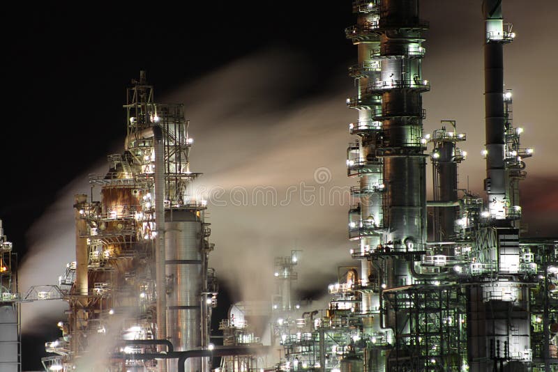 Oil Refinery at Night, Rhoscrowther, Milford Haven Pembrokeshire Wales. Oil Refinery at Night, Rhoscrowther, Milford Haven Pembrokeshire Wales