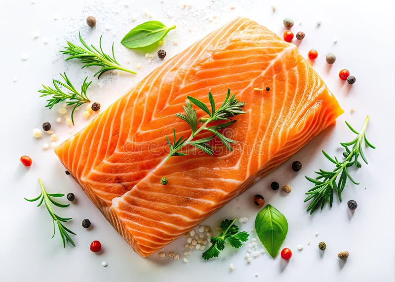 Rafinat Drone Shot of a Fresh Salmon Filet O capodoperă culinară capturată de sus care prezintă frumusețea curată stock illustration