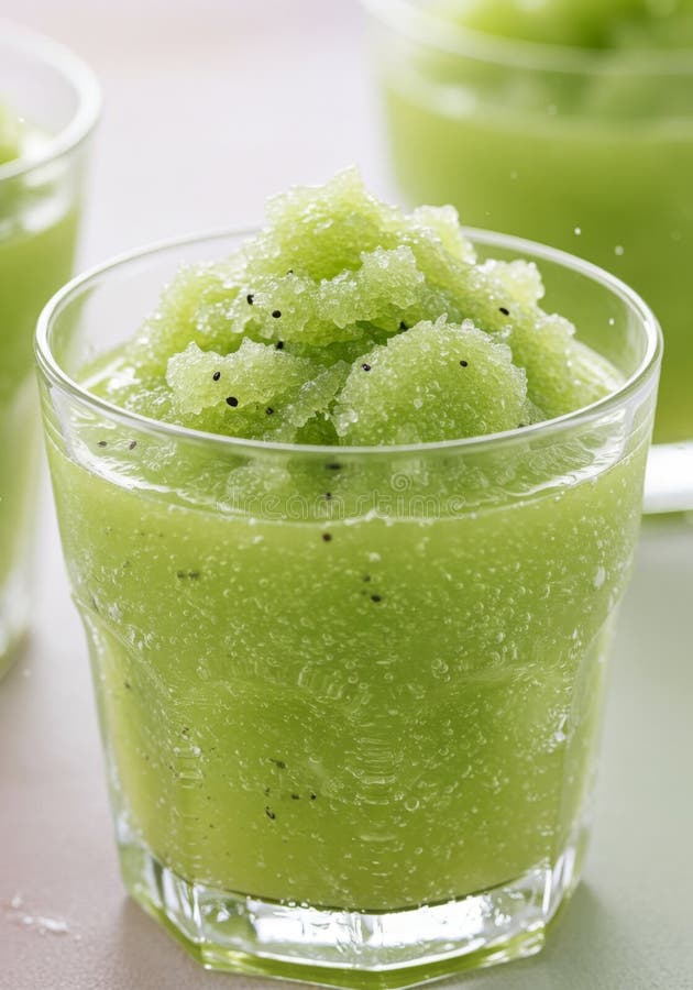 Rafraîchir Kiwi Granita verte en verre illustration stock