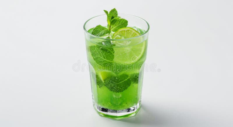 Rafraîchir la crème verte à la menthe en verre illustration de vecteur