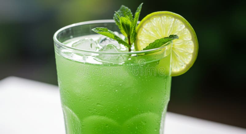 Rafraîchir la crème verte à la menthe en verre illustration de vecteur
