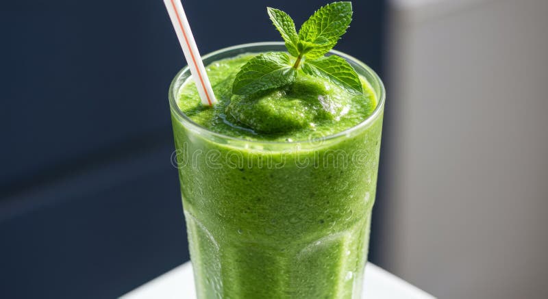 Rafraîchir la Monnaie Verte Smoothie en Verre illustration libre de droits