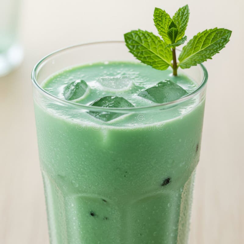 Rafraîchir la Monnaie Verte Smoothie en Verre illustration stock