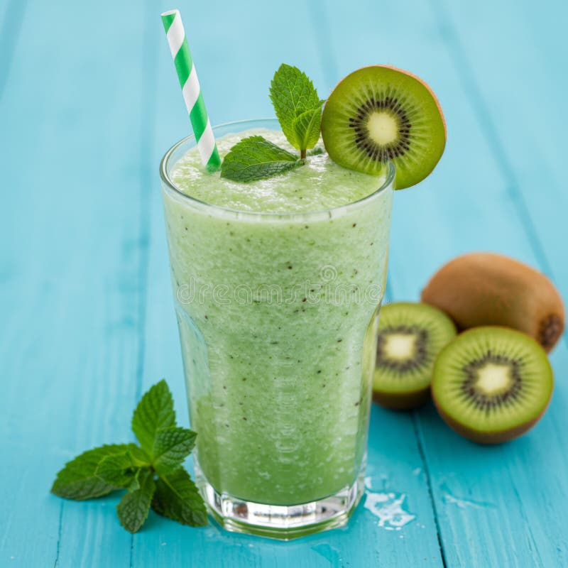 Rafraîchir la smoothie Kiwi verte avec de la menthe illustration stock