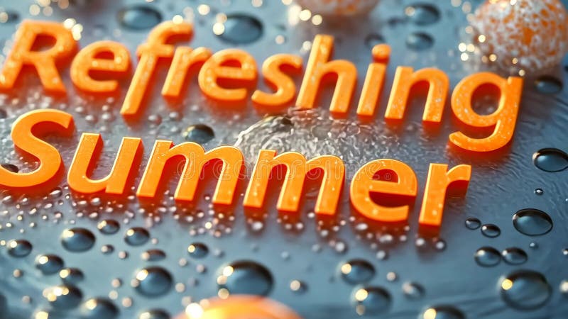 Rafraîchir la typographie estivale avec gouttelettes d'eau concept saisonnier cool et dynamique illustration libre de droits