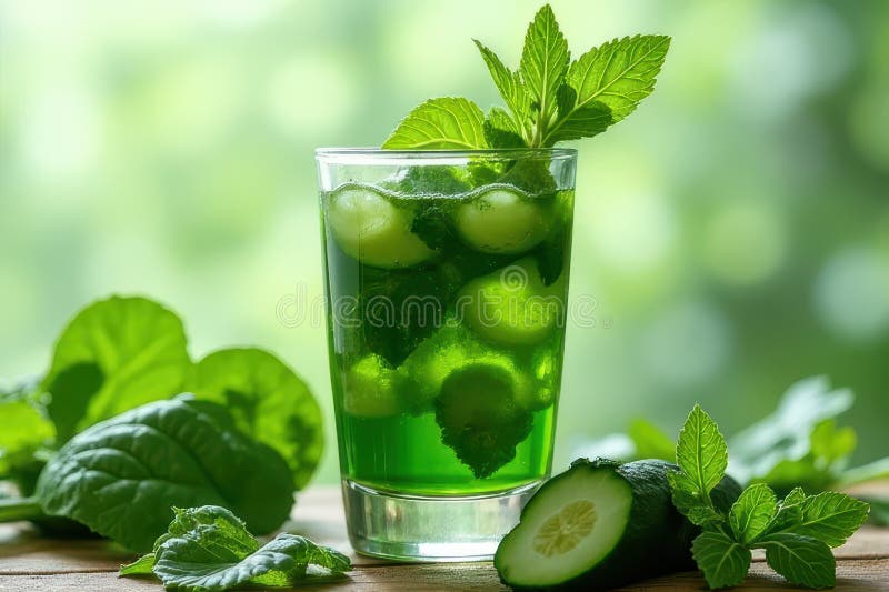Rafraîchir le jus de plantes vertes illustration de vecteur