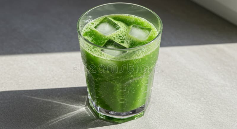 Rafraîchir le jus vert avec la glace dans le verre illustration libre de droits