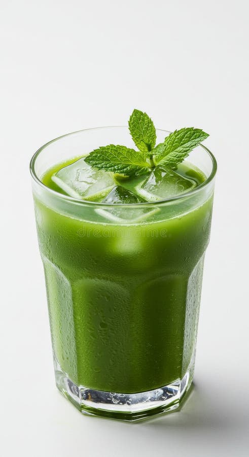 Rafraîchir le jus vert avec la menthe et la glace illustration de vecteur