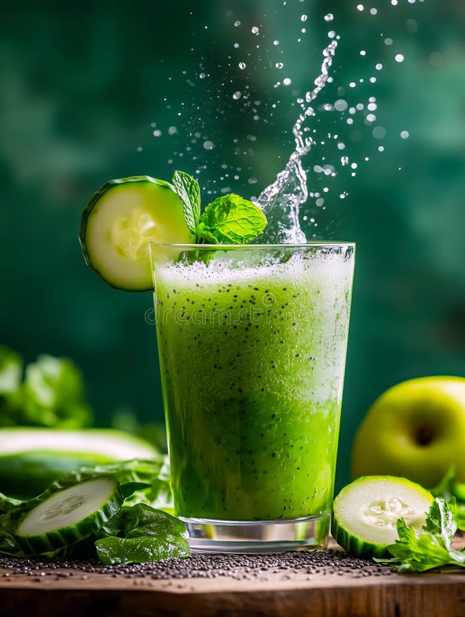Rafraîchir le smoothie vert avec concombre et menthe illustration libre de droits