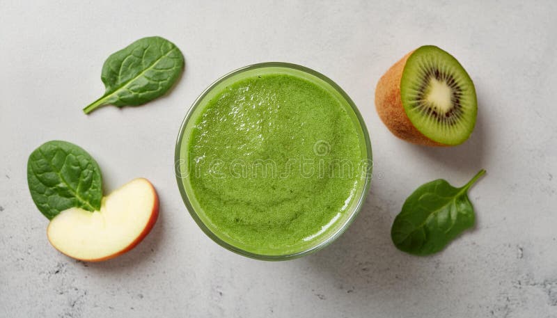 Rafraîchir le smoothie vert avec pomme&kiwi illustration libre de droits