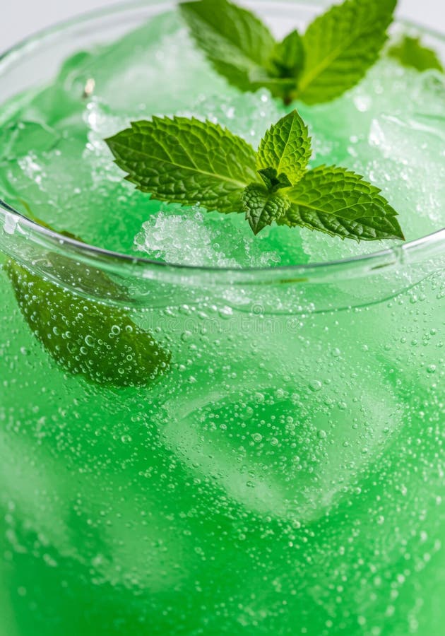 Rafraîchir le verre de menthe verte avec de la glace illustration de vecteur