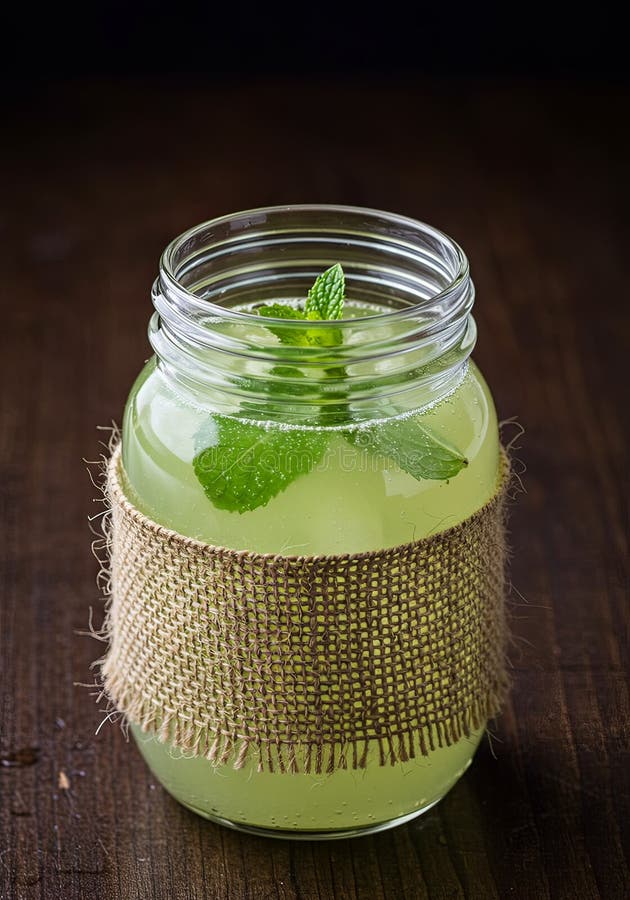 Rafraîchir le verre de menthe verte dans le bocal de Mason illustration libre de droits