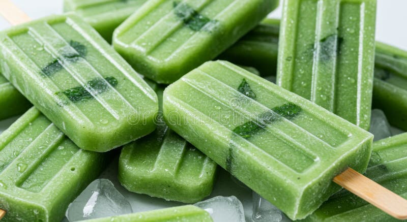 Rafraîchir les Popsicles de menthe verte sur la glace illustration de vecteur