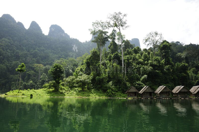 Raft Houseboat at Rajjaprabha Dam, Surat Thani Province, Thailand