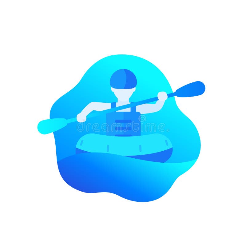 Rafting Icon with Man in a Raft with Paddle Stock Vector - Illustration