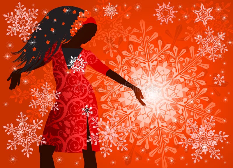 Ragazza & fiocchi di neve royalty illustrazione gratis Ragazza & fiocchi di neve royalty illustrazione gratis