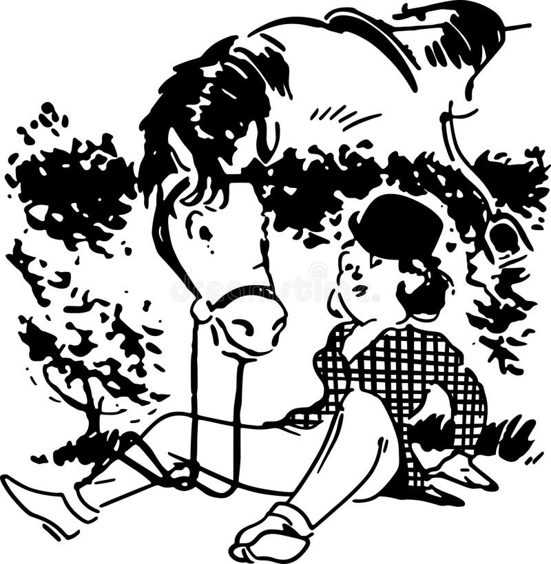 Ragazza caduta dal cavallo illustrazione vettoriale Ragazza caduta dal cavallo illustrazione vettoriale