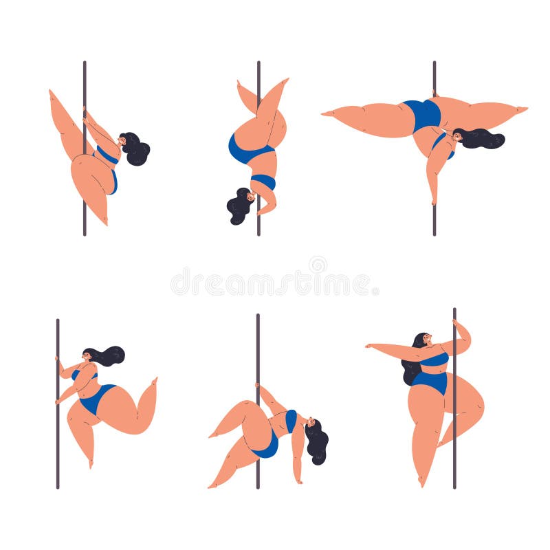 Ragazza che balla sul pylonsport pone nelle diverse royalty illustrazione gratis