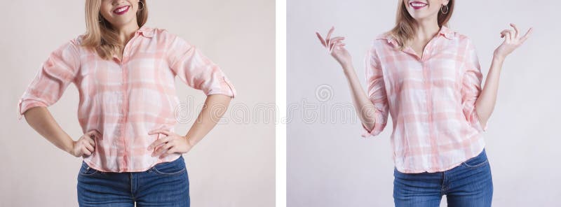 Ragazza che dimagrisce prima e dopo l'eccesso di dieta fotografia stock libera da diritti Ragazza che dimagrisce prima e dopo l'eccesso di dieta fotografia stock libera da diritti