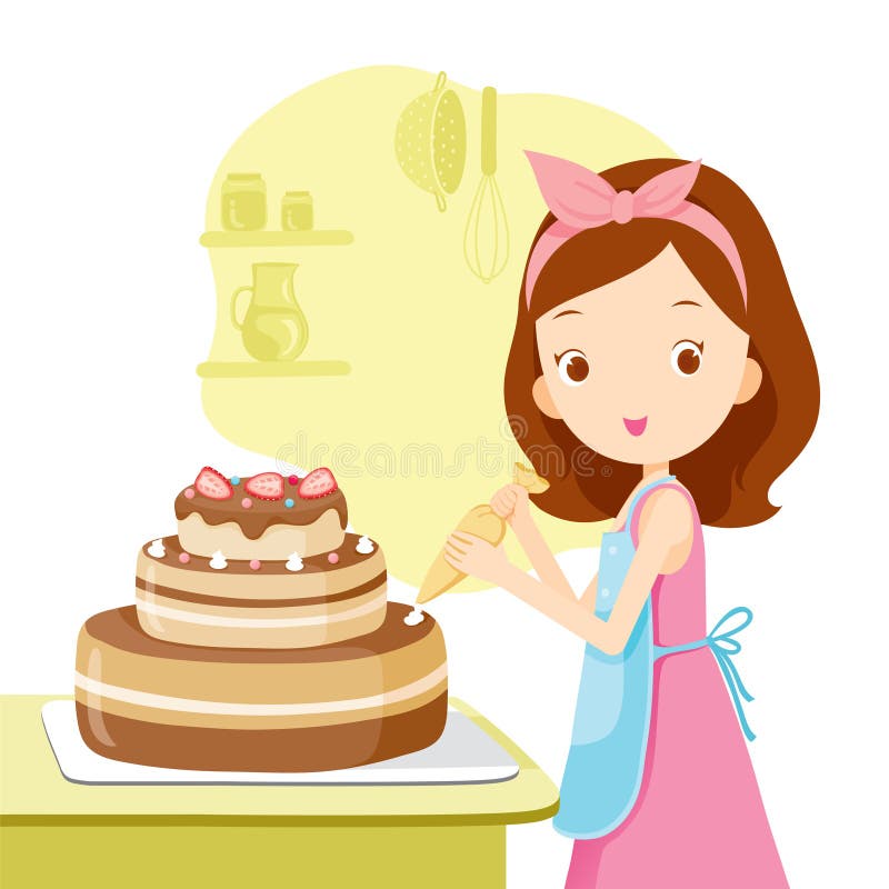 Ragazza che fa dolce illustrazione vettoriale Ragazza che fa dolce illustrazione vettoriale