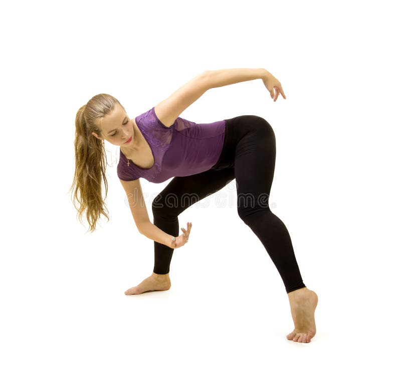 Ragazza con capelli lunghi che ballano balletto moderno fotografia stock Ragazza con capelli lunghi che ballano balletto moderno fotografia stock