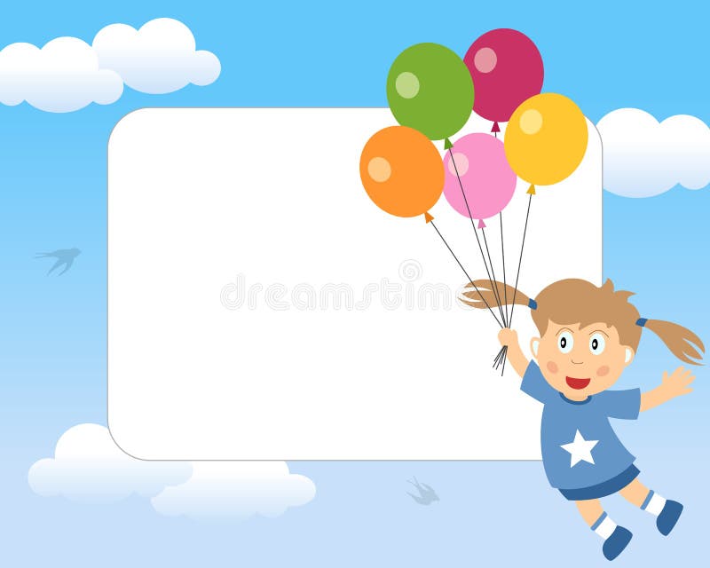 Ragazza con il blocco per grafici della foto degli aerostati illustrazione vettoriale Ragazza con il blocco per grafici della foto degli aerostati illustrazione vettoriale