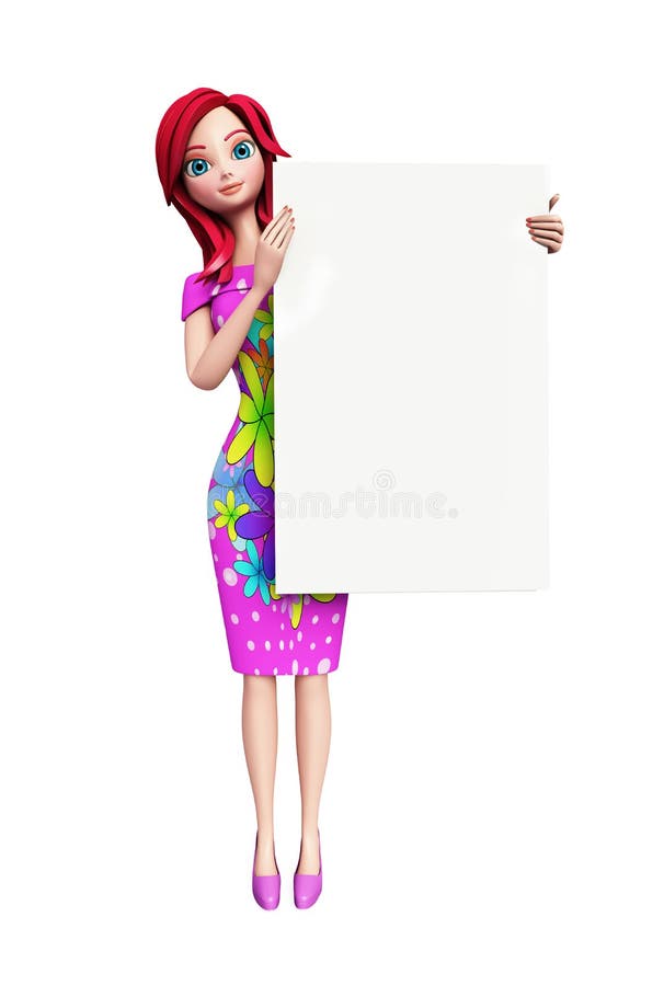Ragazza con la presentazione del bordo bianco illustrazione di stock Ragazza con la presentazione del bordo bianco illustrazione di stock