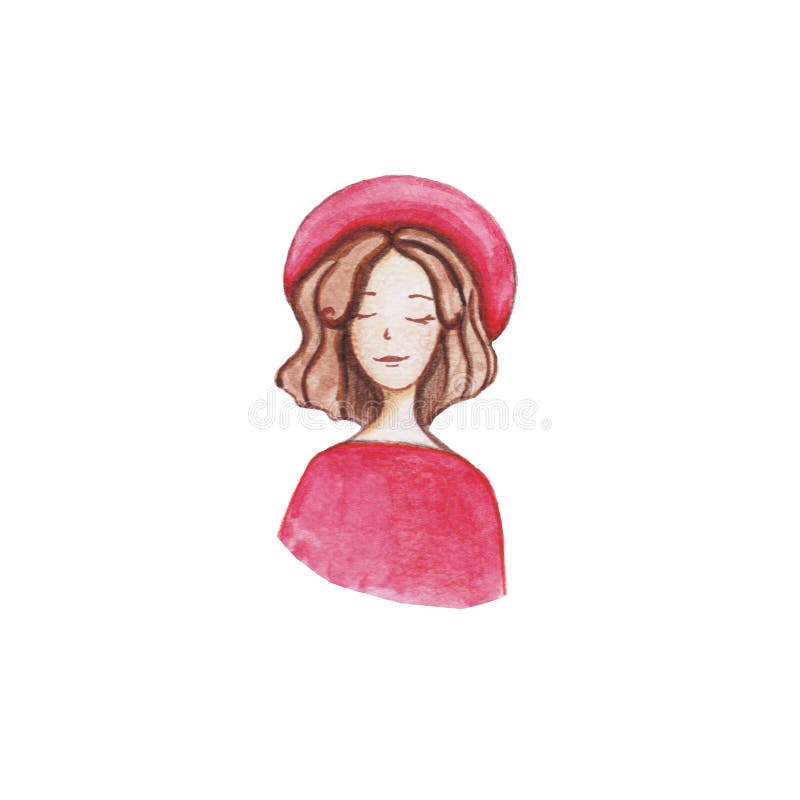 Ragazza dell'acquerello nel rosso Illustrazione dell'acquerello royalty illustrazione gratis Ragazza dell'acquerello nel rosso Illustrazione dell'acquerello royalty illustrazione gratis