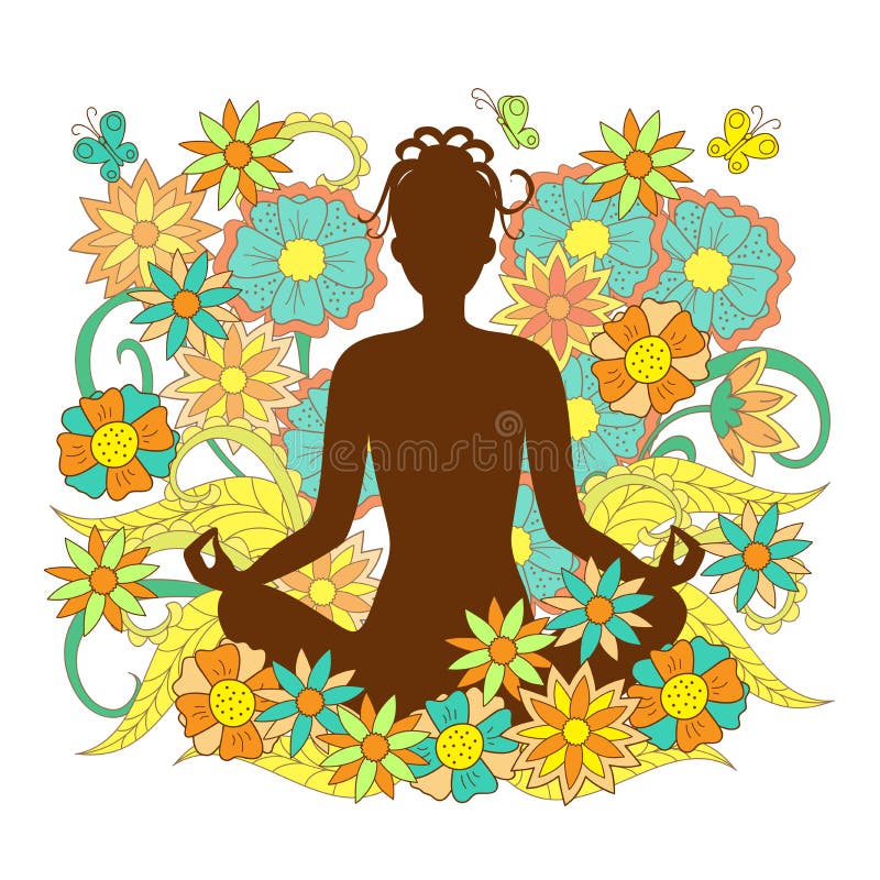 Ragazza Di Yoga Nella Posizione Del Fiore Di Loto Illustrazioni Vettoriali E Clipart Stock 50 Illustrazioni Stock