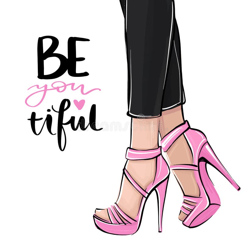 Ragazza di vettore in tacchi alti Illustrazione di modo Gambe femminili in scarpe royalty illustrazione gratis