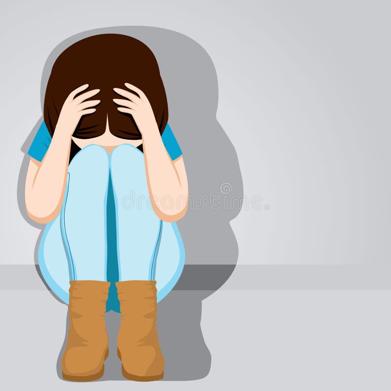 Ragazza disperata triste dell'adolescente royalty illustrazione gratis Ragazza disperata triste dell'adolescente royalty illustrazione gratis